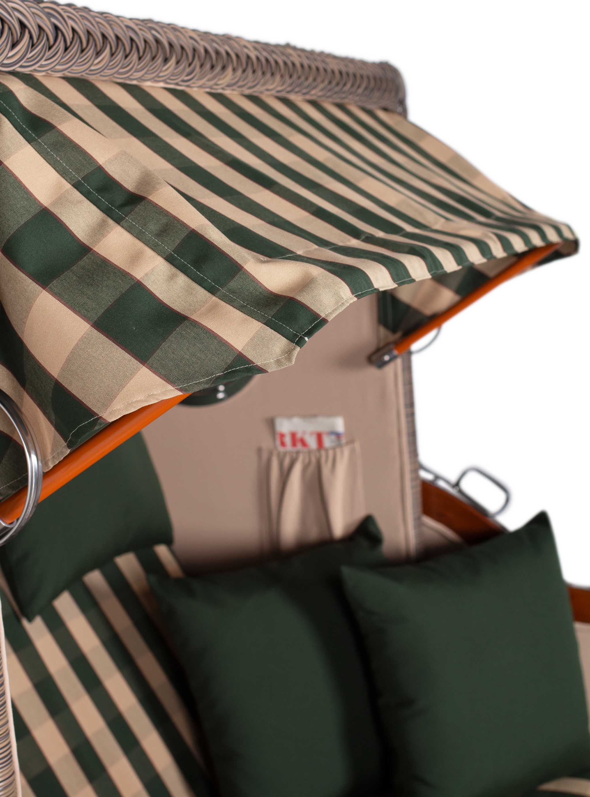 Strandkorb Rantum Bullauge Mahagoni PE Grey Dessin 506 Grau